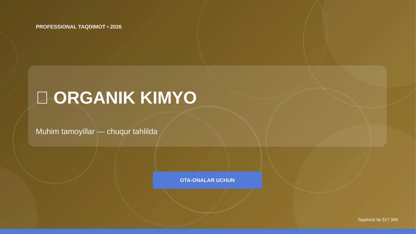 ORGANIK KIMYO Muhim tamoyillar