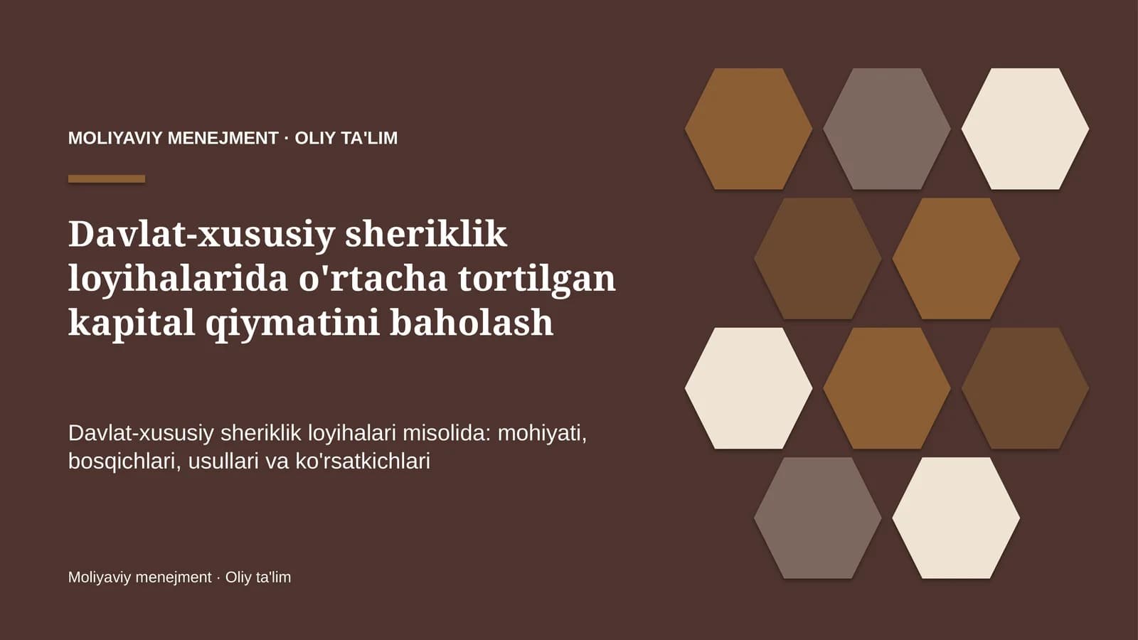 Moliyaviy Menejment · Oliy Ta'lim