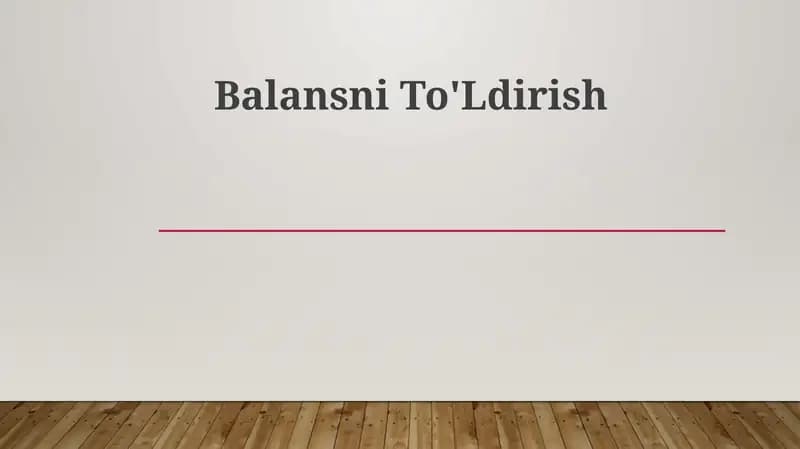 Balansni To'Ldirish