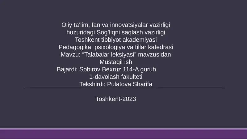 Talabalar leksikasi