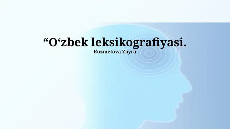 O‘zbek leksikografiyasi