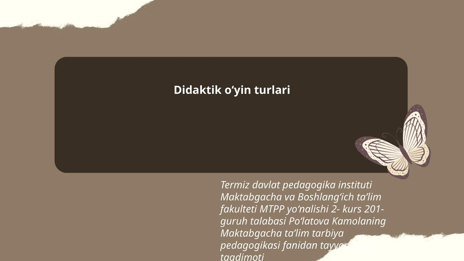 Didaktik oʻyin turlari