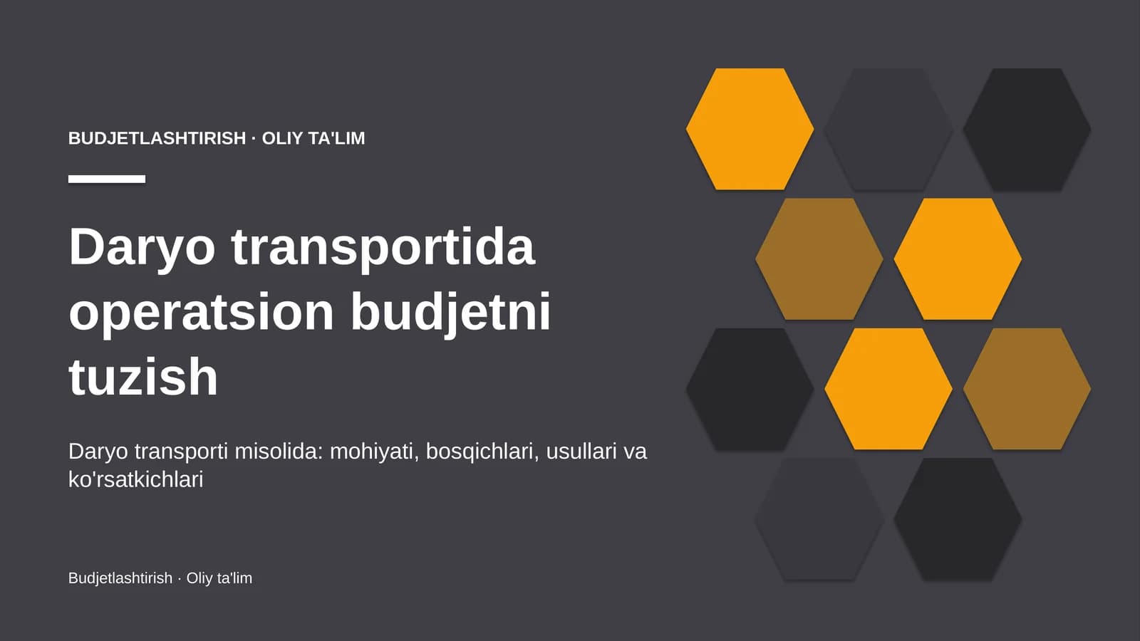 Operatsion budjetni tuzish: mohiyati