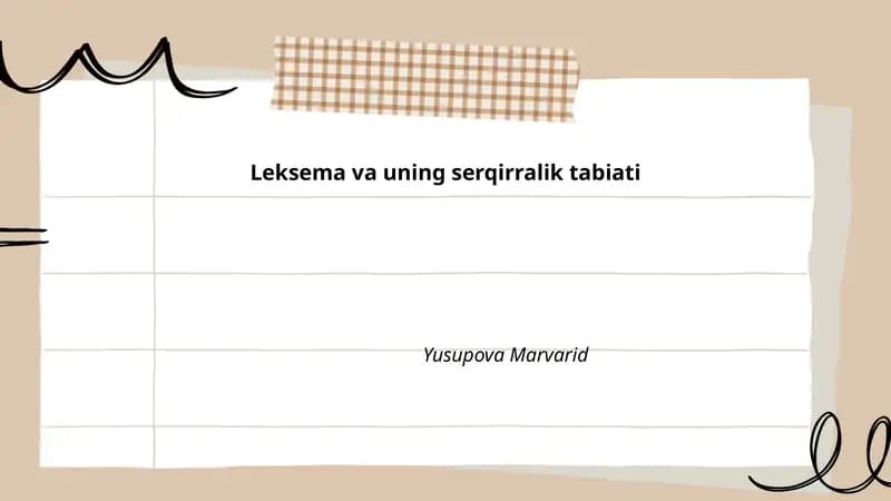 Leksema va uning serqirralik tabiati