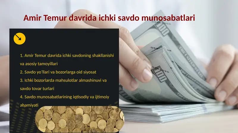 Amir Temur davrida ichki savdo munosabatlari