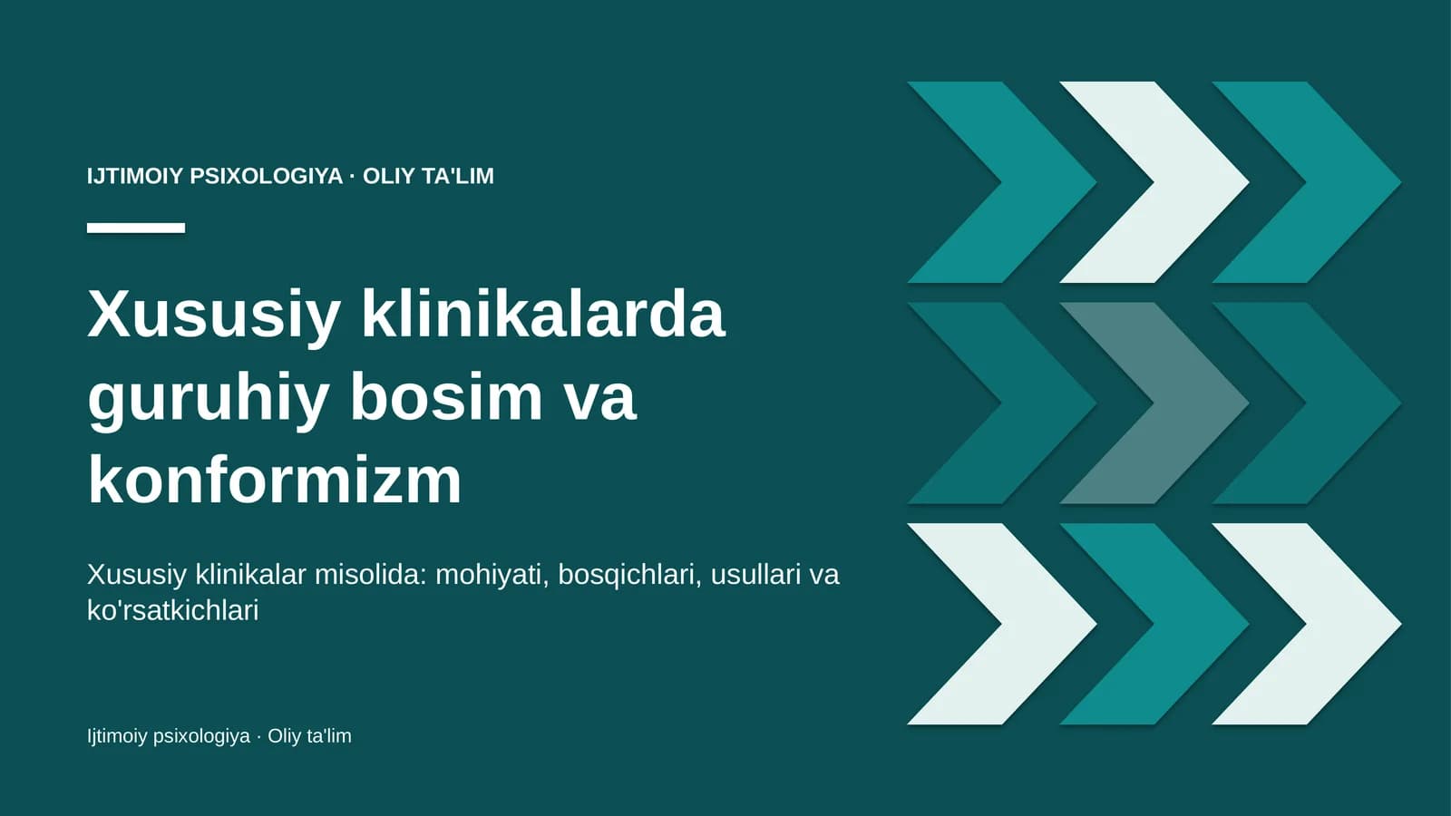 Xususiy klinikalarda guruhiy bosim va konformizm