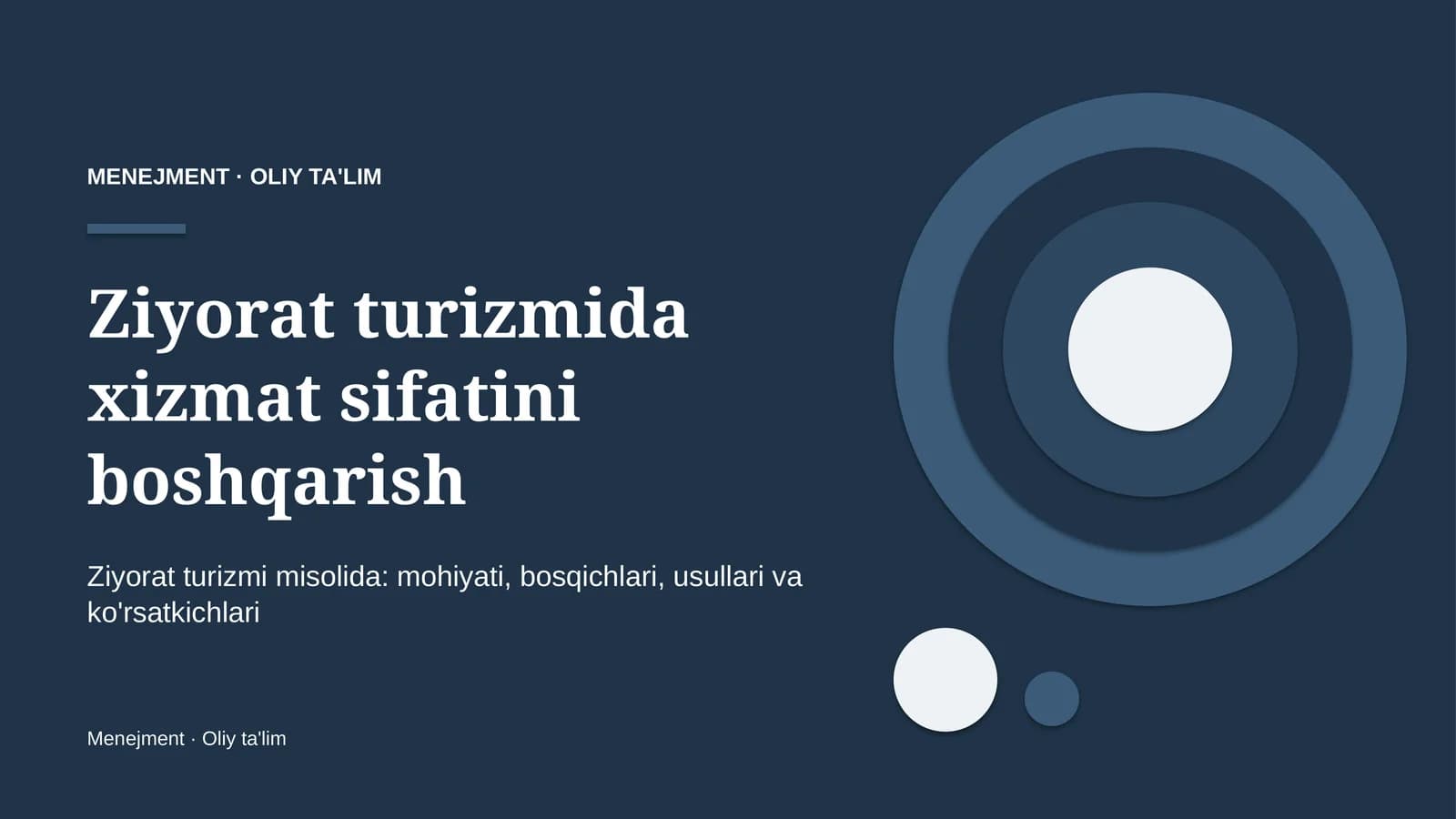 Ziyorat turizmida xizmat sifatini boshqarish