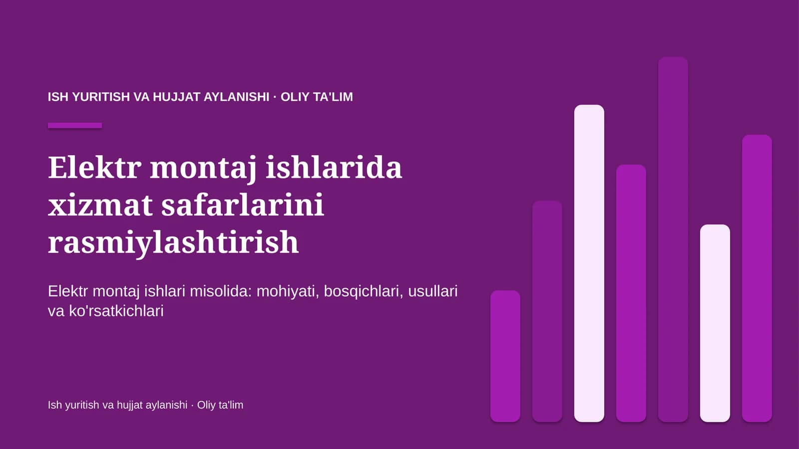 Elektr montaj ishlarida xizmat safarlarini rasmiylashtirish