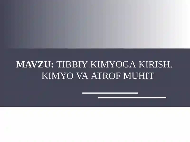 Tibbiy Kimyo