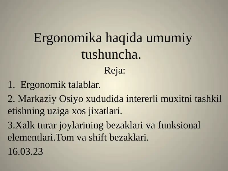 Ergonomik tashqi va ichki dizayn