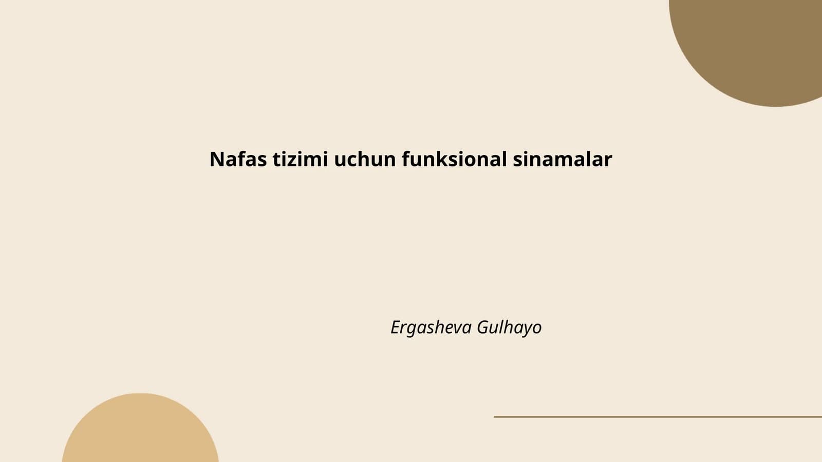 Nafas tizimi uchun funksional sinamalar