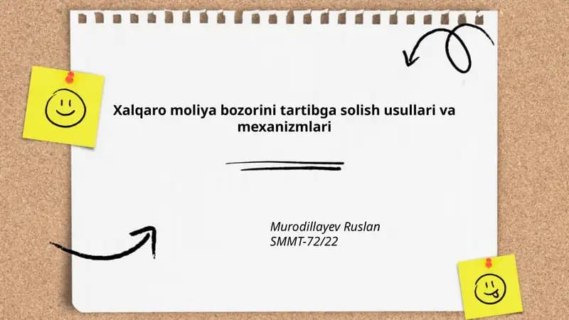 Xalqaro moliya bozorini tartibga solish usullari va mexanizmlari