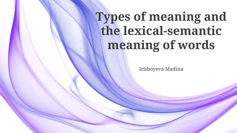 Delving into Lexical Semantics