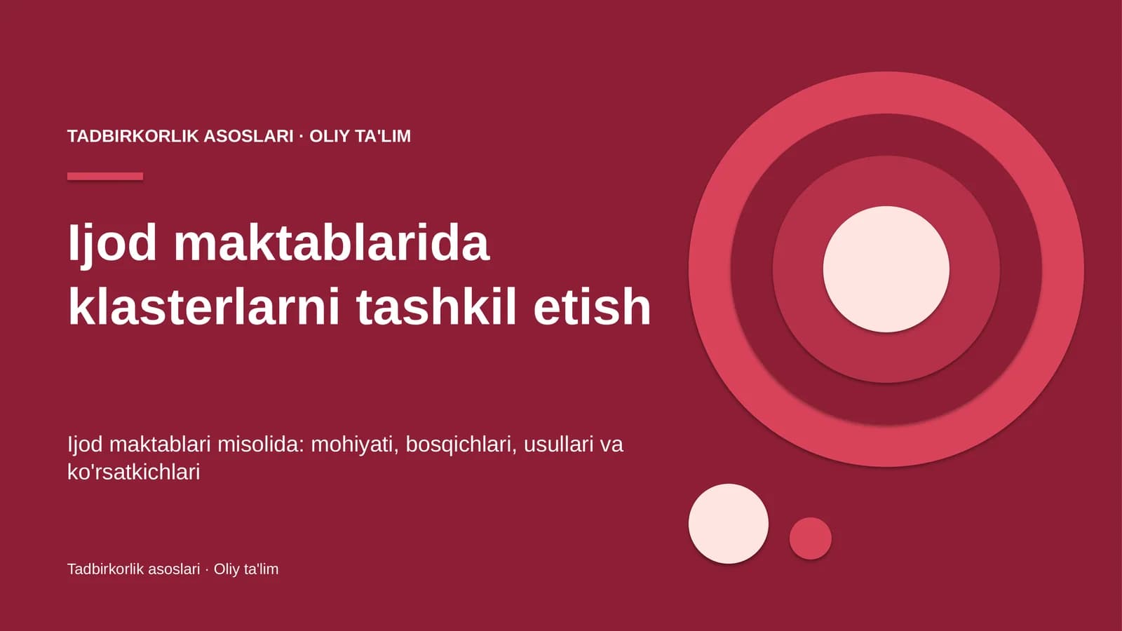 Ijod maktablarida klasterlarni tashkil etish