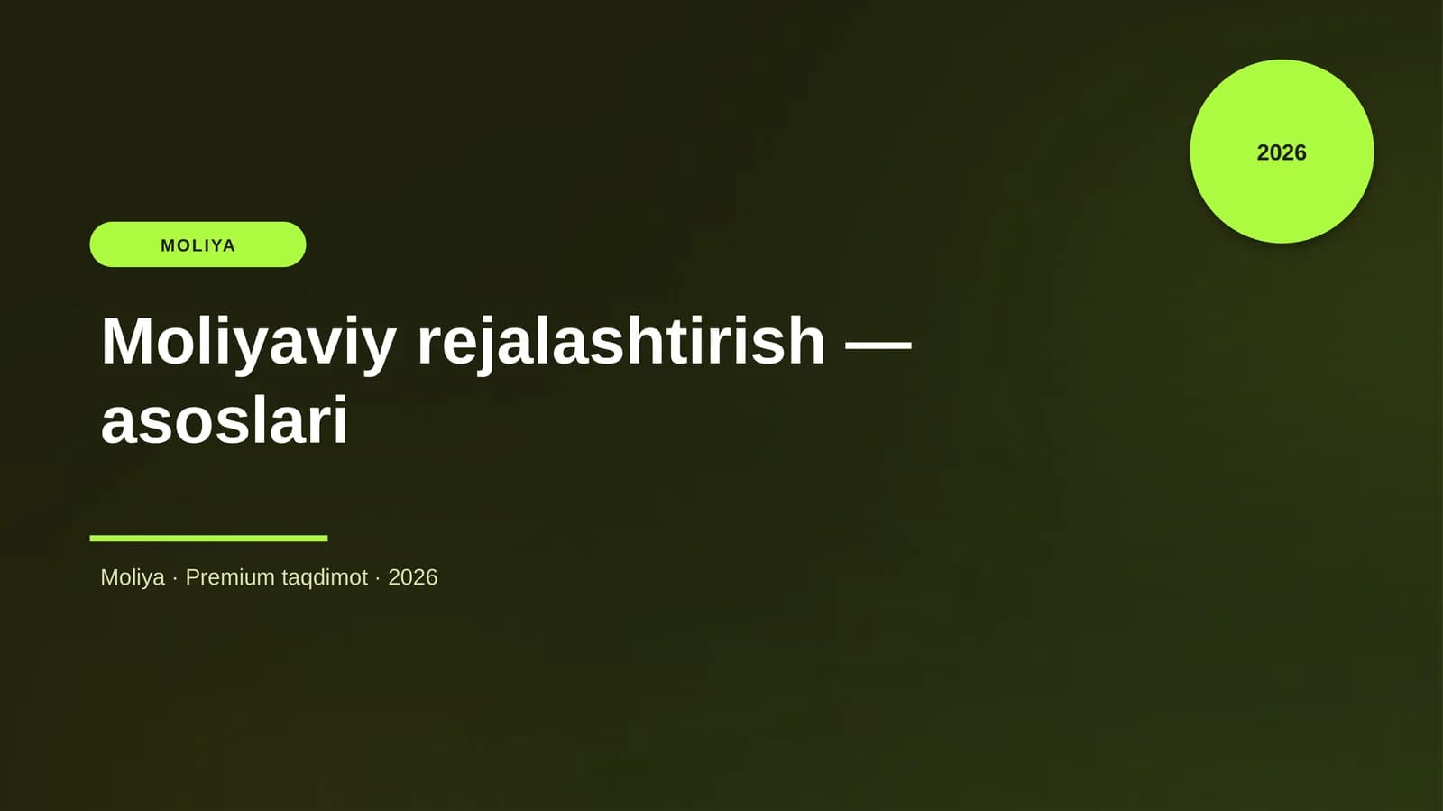 Moliyaviy rejalashtirish — asoslari