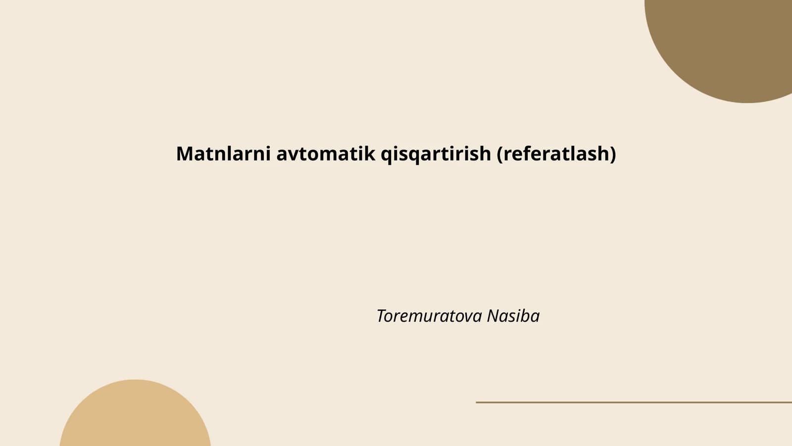Matnlarni avtomatik qisqartirish (referatlash)