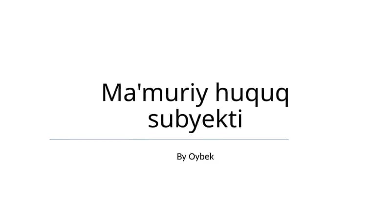 Ma'muriy huquq subyekti