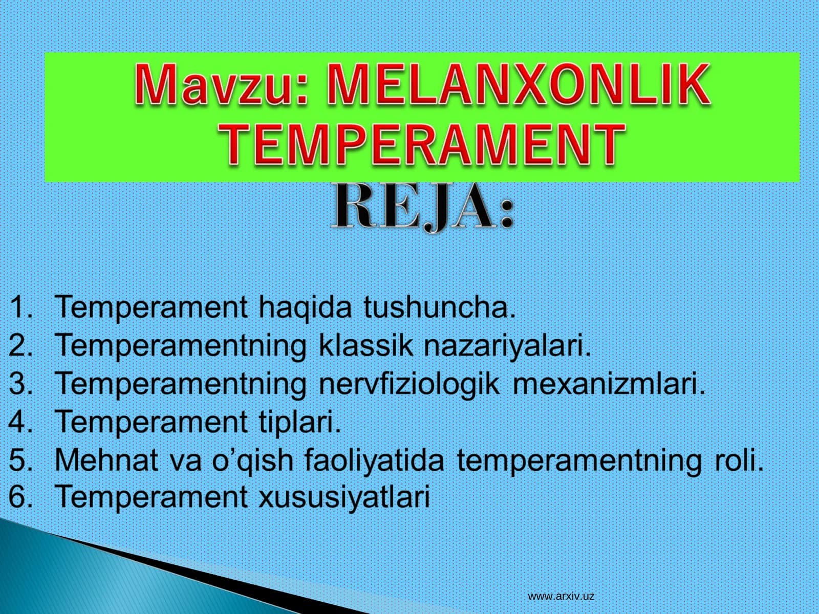 MELANXONLIK TEMPERAMENT