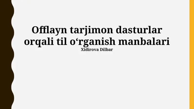 Offlayn tarjimon dasturlar
