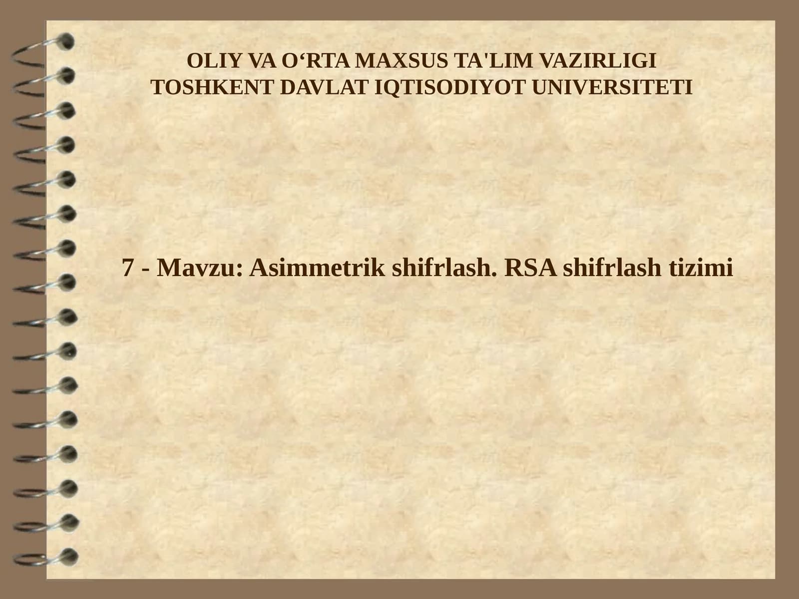 RSA shifrlash algoritmi
