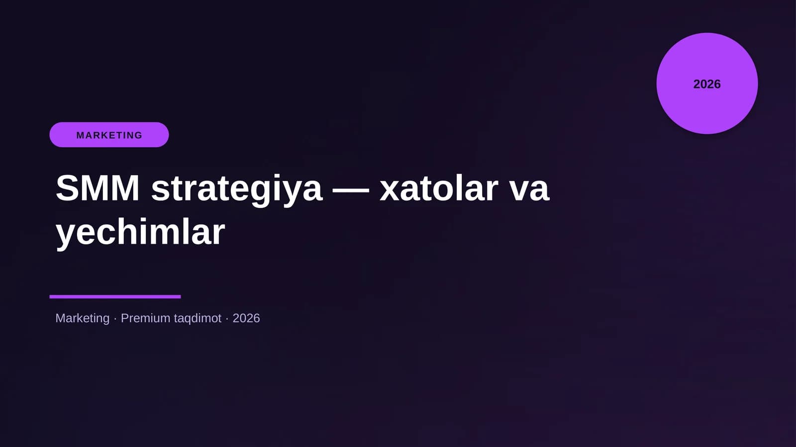 SMM strategiya — xatolar va yechimlar