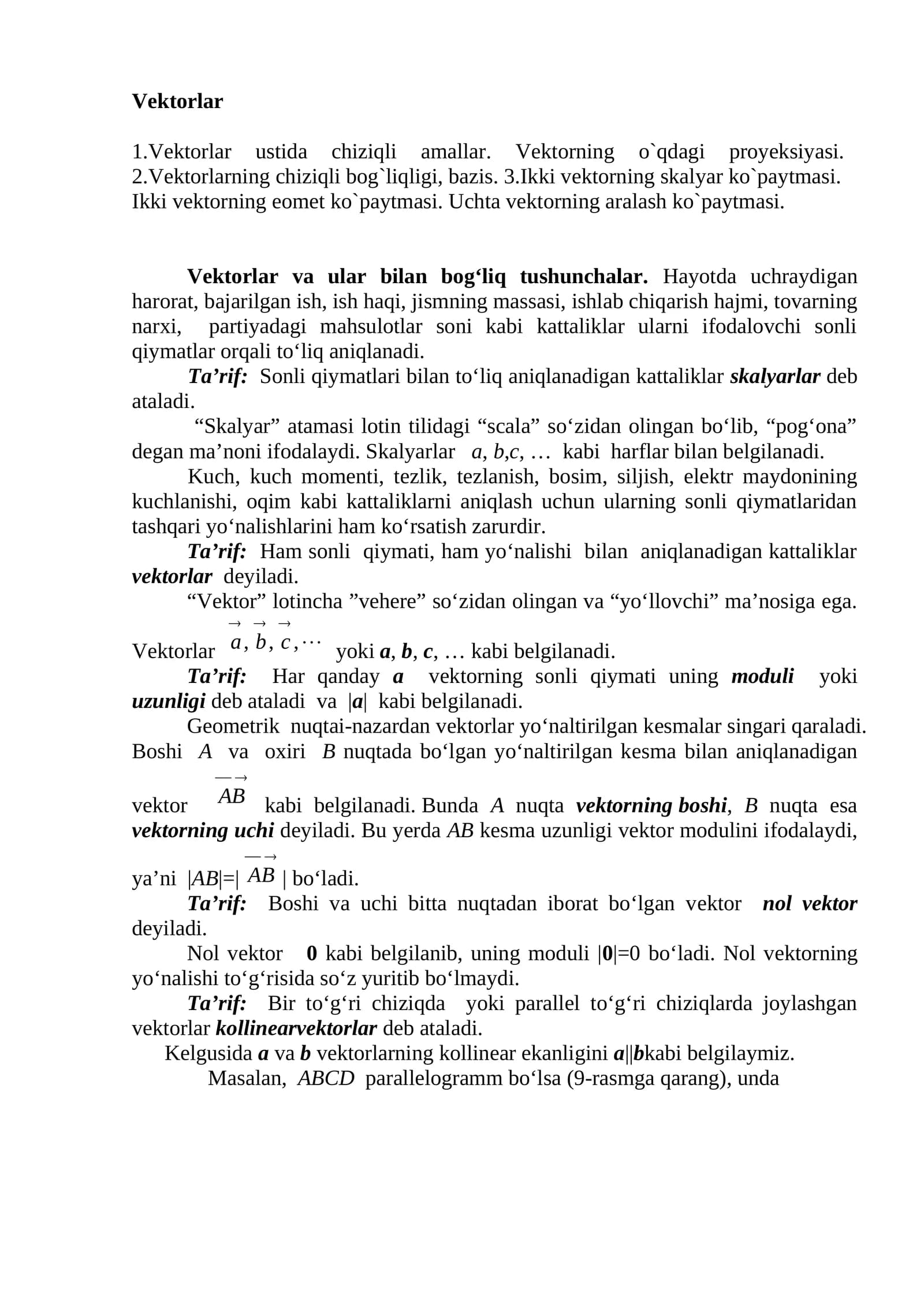Vektorlar