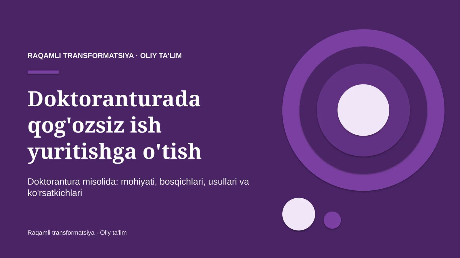 Raqamli TRANSFORMATSIYA · OLIY TA'LIM