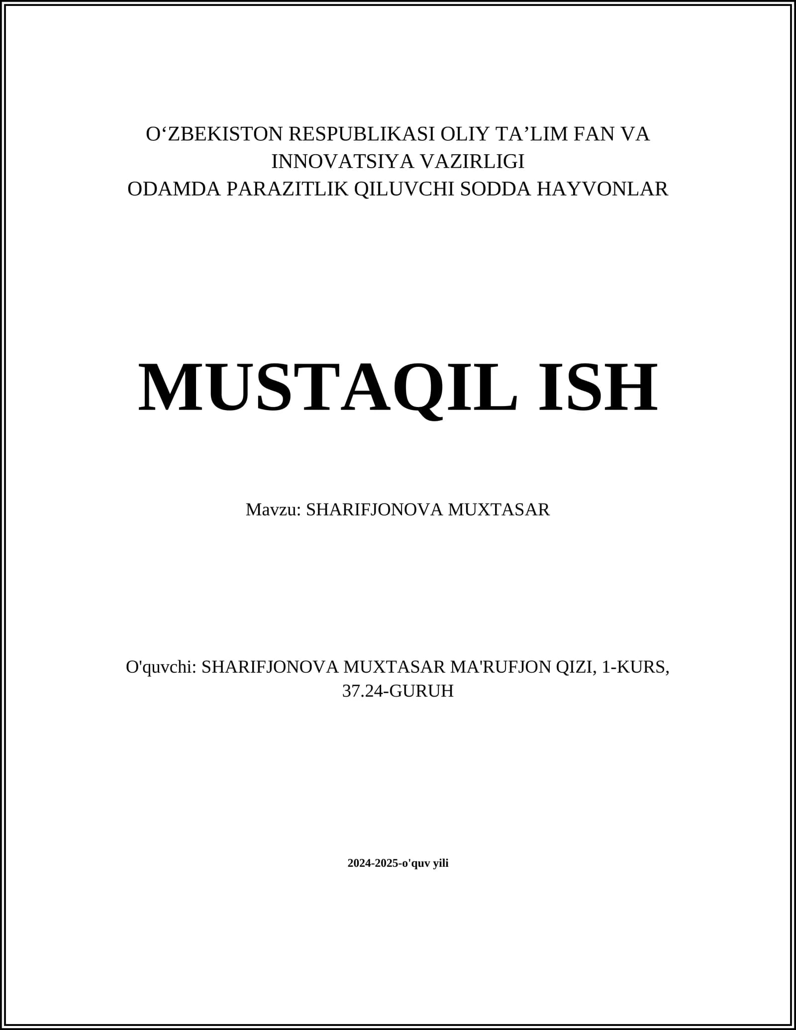 SHARIFJONOVA MUXTASAR
