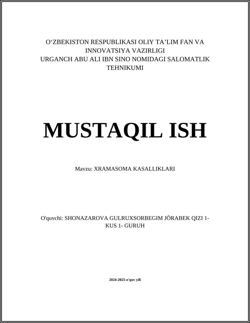 XRAMASOMA KASALLIKLARI