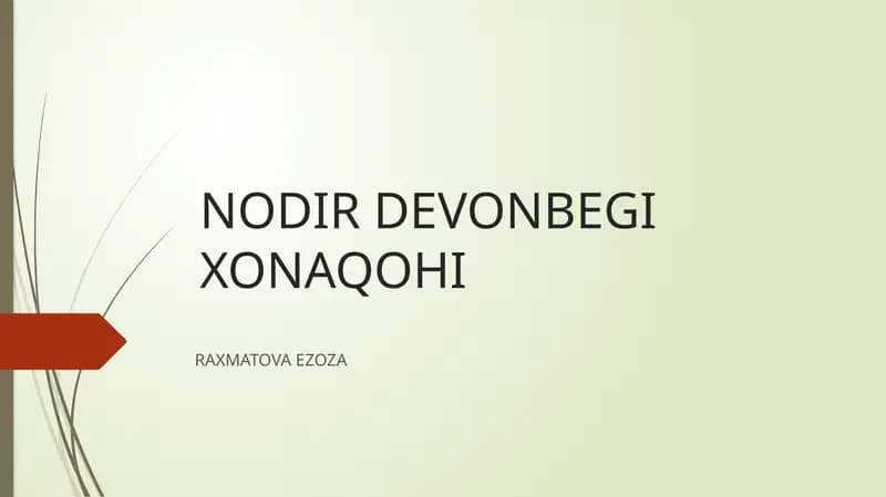 Nodir Devonbegi Xonaqohi