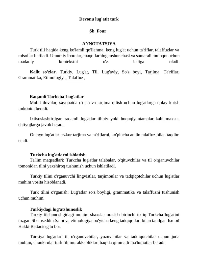 Devonu lug'atit turk