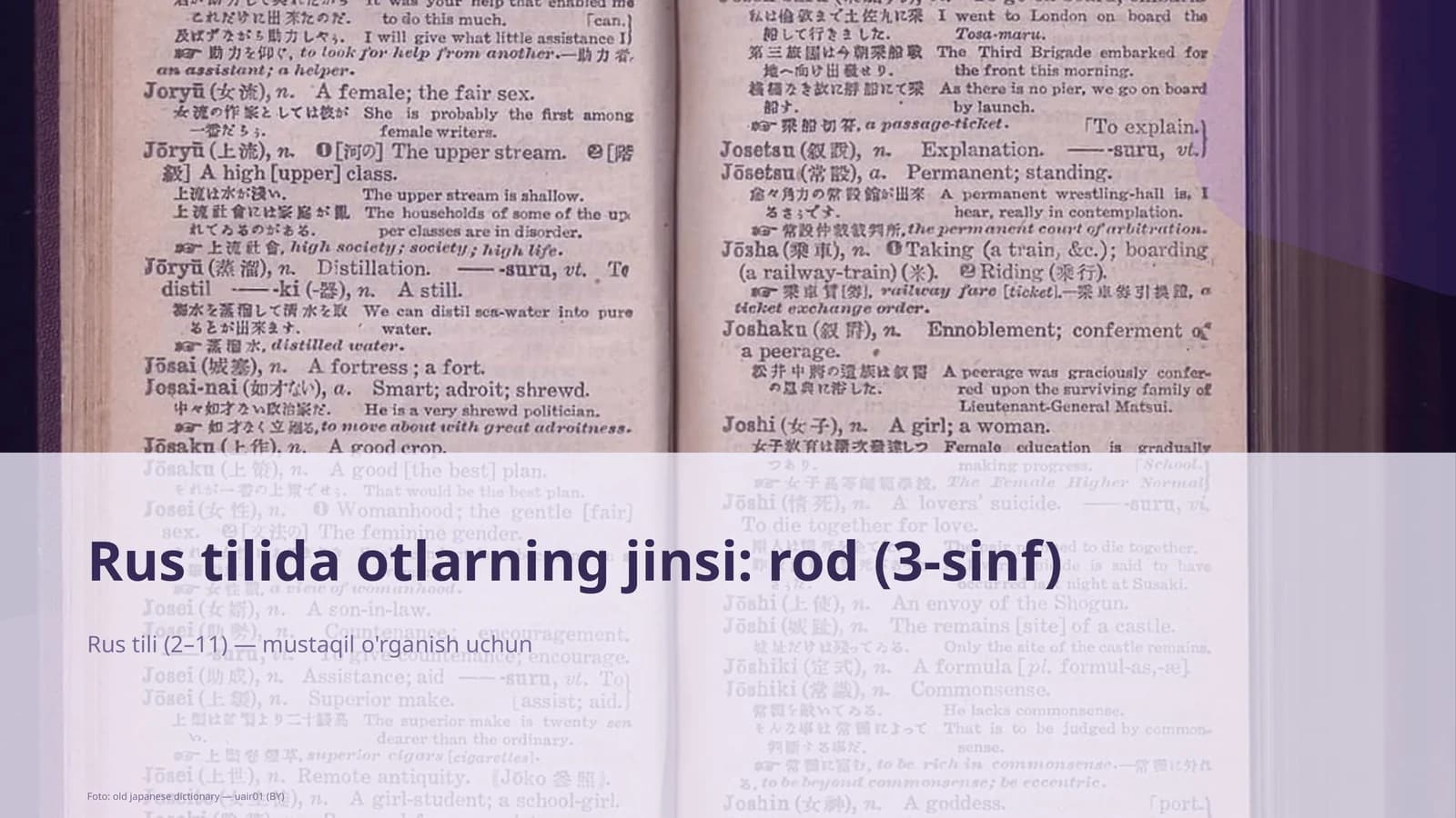 Rus tilida otlarning jinsi: rod (3-sinf)