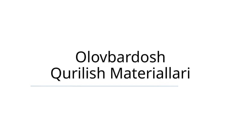Olovbardosh Qurilish Materiallari