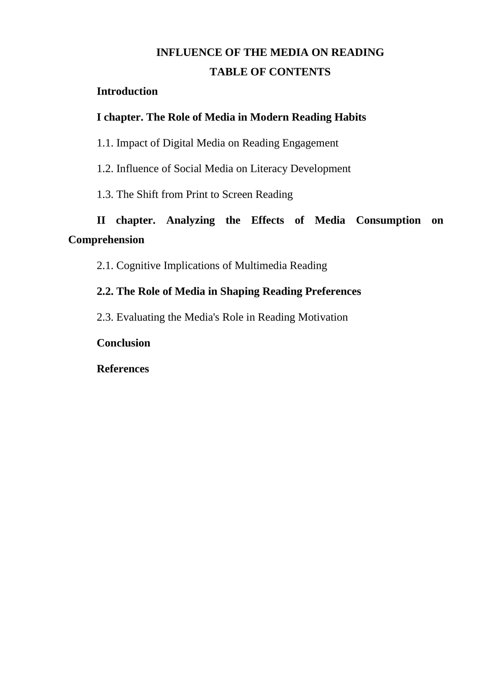 INFLUENCE OF THE MEDIA ON READING