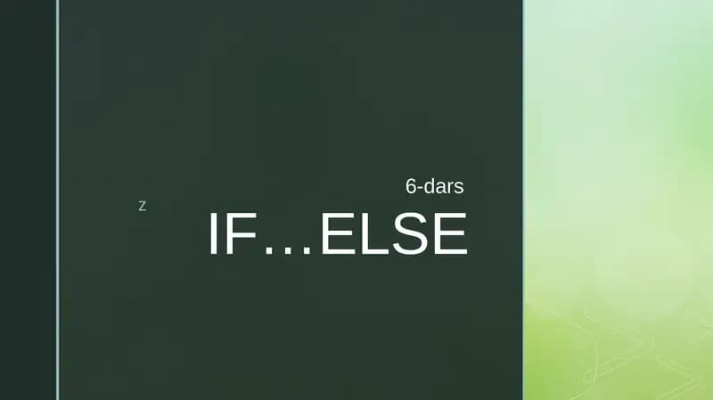 IF...ELSE