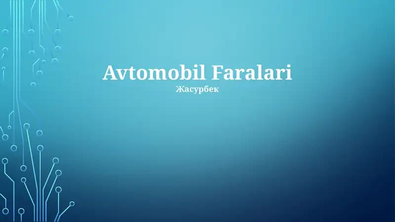 Yoritish tizimlari Farlar
