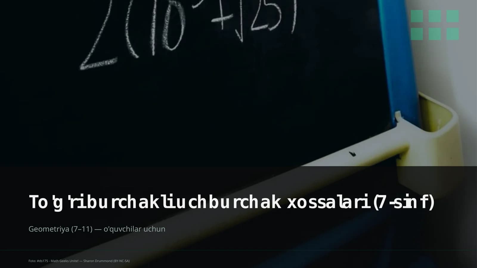 To'g'ri burchakli uchburchak xossalari (7-sinf)