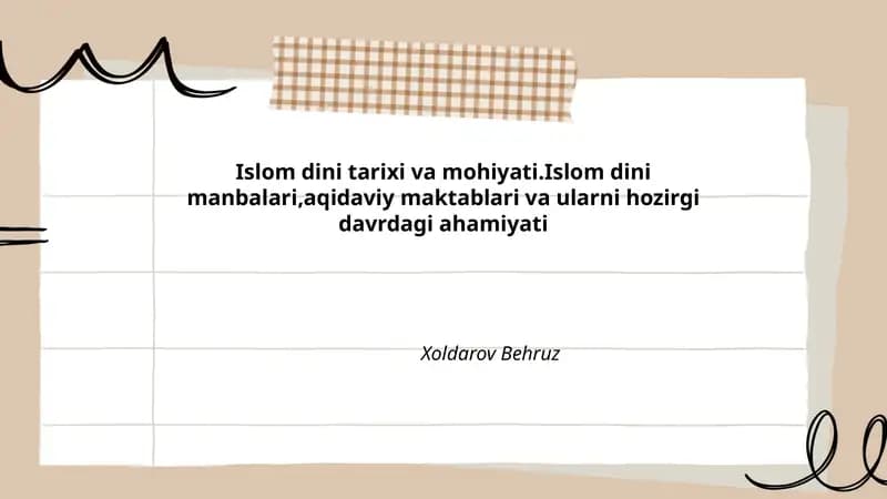 Islom dini tarixi va mohiyati