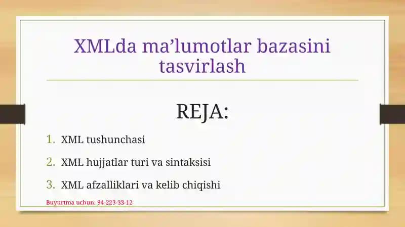 XMLdama’lumotlarbazasini tasvirlash