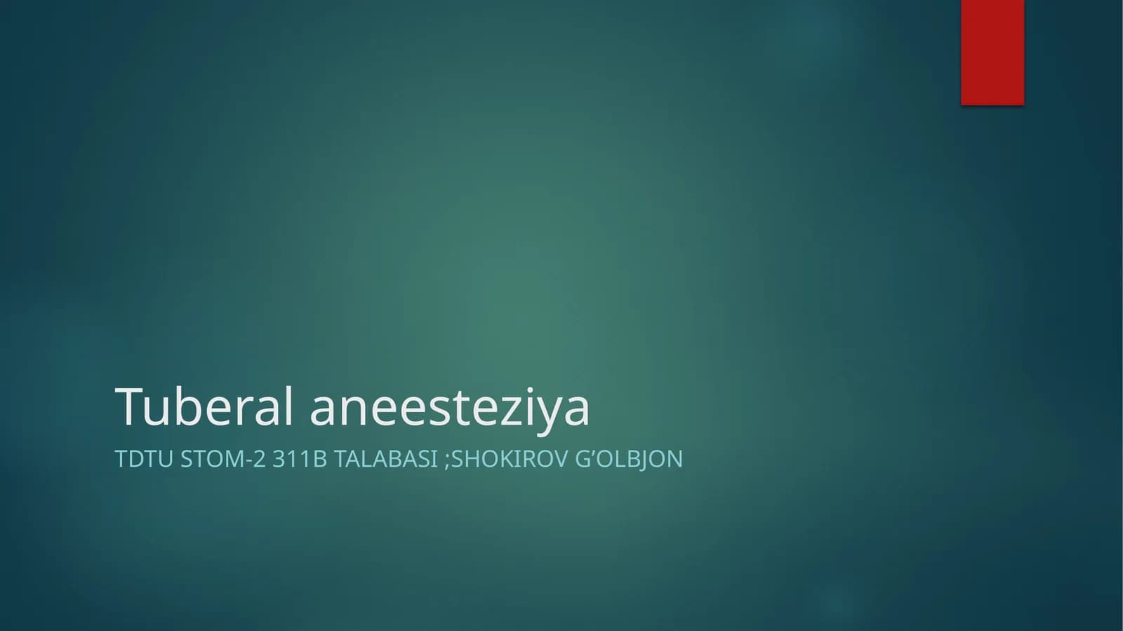 Tuberal anesteziya