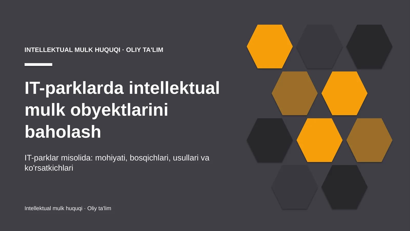 IT-parklarda intellektual mulk obyektlarini baholash