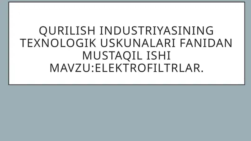 Elektrofiltrlar