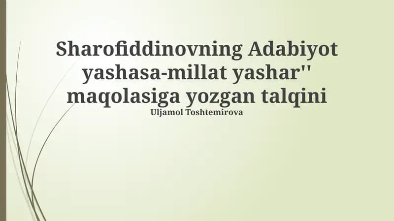 Adabiyot yashasa-millat yashar