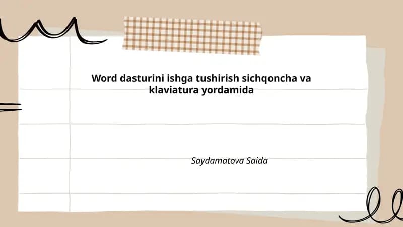 Word dasturini ishga tushirish sichqoncha va klaviatura yordamida