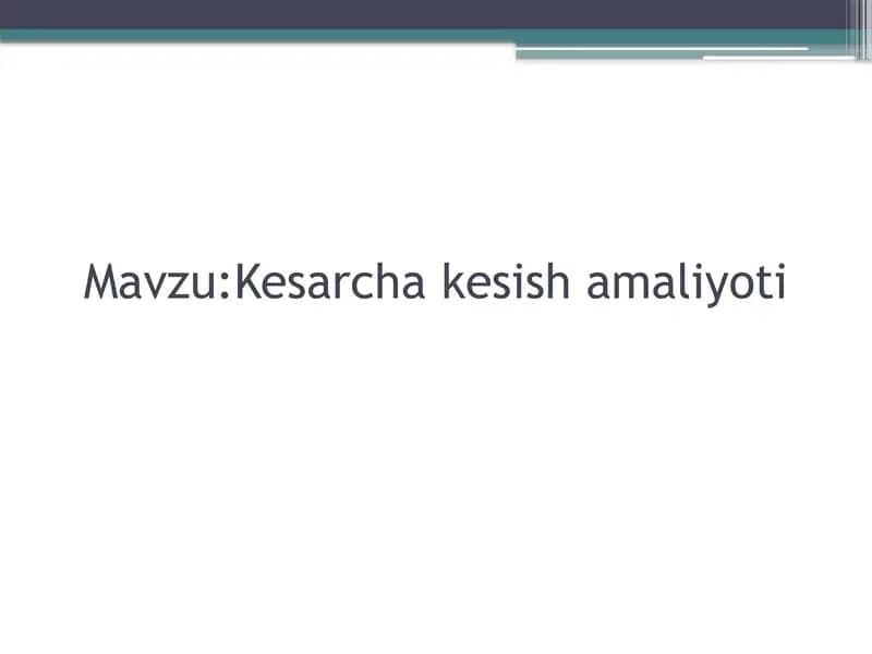 Kesarcha kesish amaliyoti