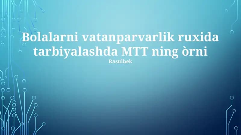 MTT tarbiyasi
