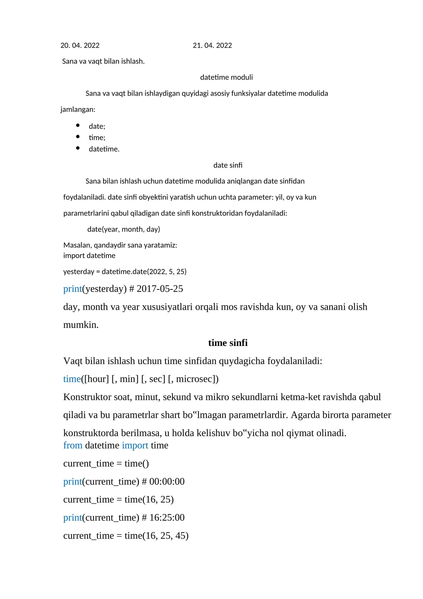 datetime moduli