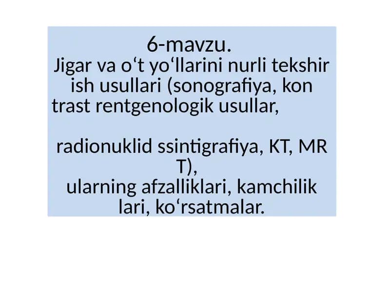 Jigarvao‘tyo‘llarini ultratovush tekshirish