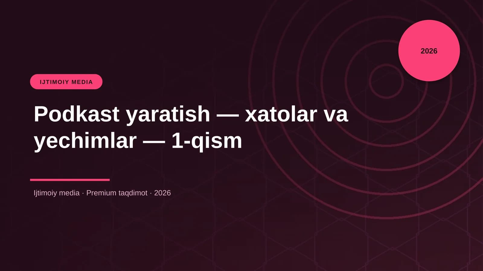 Podkast yaratish — xatolar va yechimlar — 1-qism