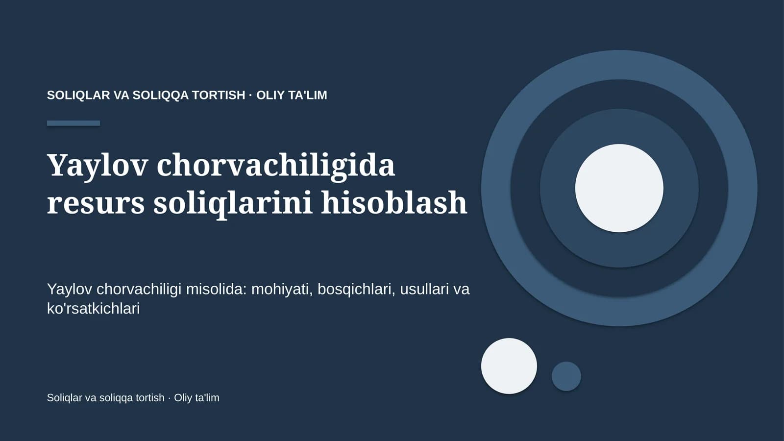 Yaylov chorvachiligida resurs soliqlarini hisoblash